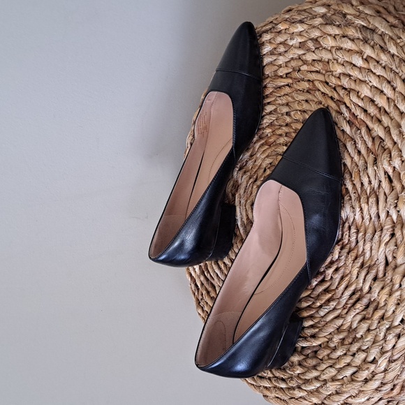 Cole Haan Shoes - Cole Haan Womens Leah Skimmer Black Leather Dress Pointed Toe Flats S-7.5